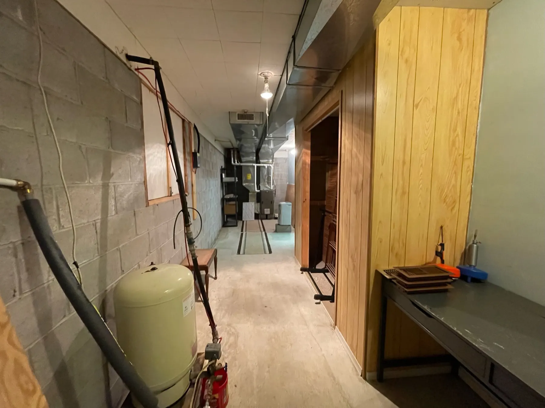 Haliburton Cottage, lower-level hall before the renovation