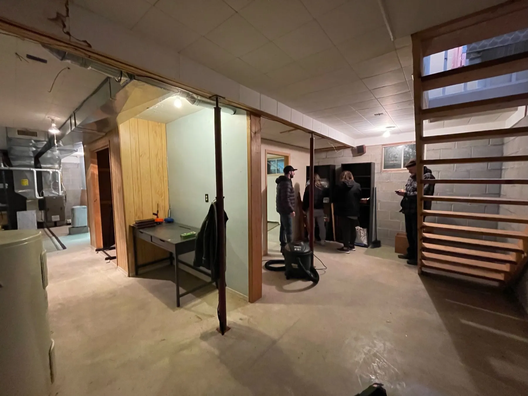 Haliburton Cottage, lower level and stairs before the renovation